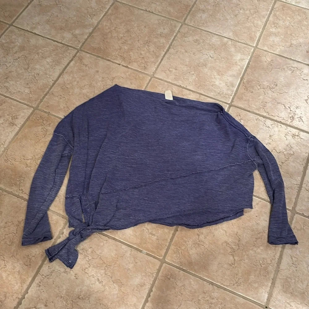 We The Free woman's distressed off the shoulder purple long sleeve top